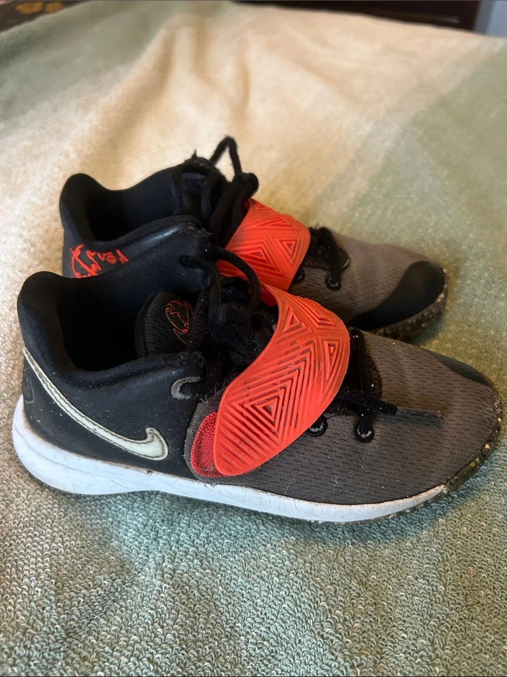 Nike Kids Gray and Red Strap Sneakers w reinforced Toe Sz 13C